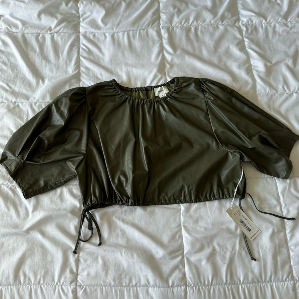 R.G. Kane Olive Green Poof Belle Crop Top